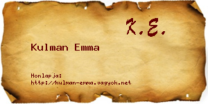 Kulman Emma névjegykártya